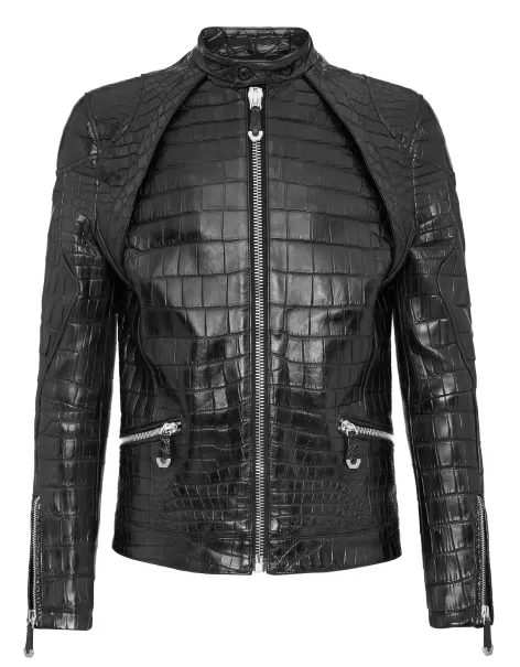 Black Hombre Chaquetas De Cuero Nuevo Producto Philipp Plein Leather Jacket 