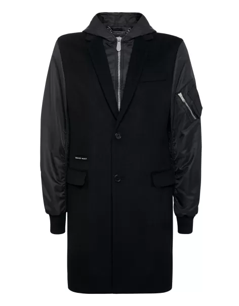 Long Hoodie Coat Hombre Black Philipp Plein Precio De Coste Ropa Exterior & Abrigos