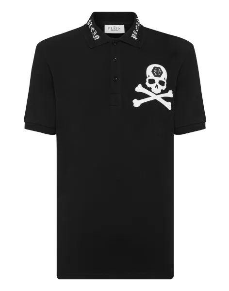 Hombre Ultimo Modelo Black Polo Shirt Ss Skull&Bones Philipp Plein Polos