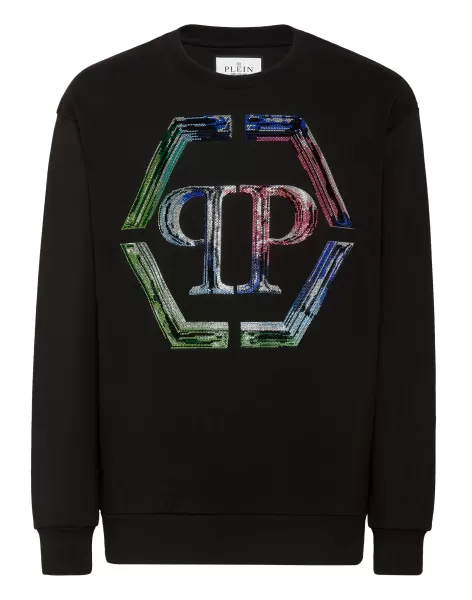 Black / Multicolored Philipp Plein Promoción Hombre Moda Street Style Sweatshirt Ls Pp Glass