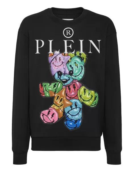 Philipp Plein Black Moda Street Style Diseño Hombre Sweatshirt Roundneck Teddy Bear