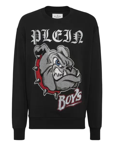 Hombre Philipp Plein Moda Street Style Sweatshirt Ls Bulldogs Recomendado Black