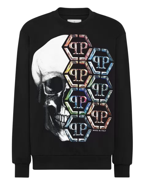 Sweatshirt Ls Skull And Plein Philipp Plein Moda Street Style Ultimo Modelo Hombre Black / Multicolored