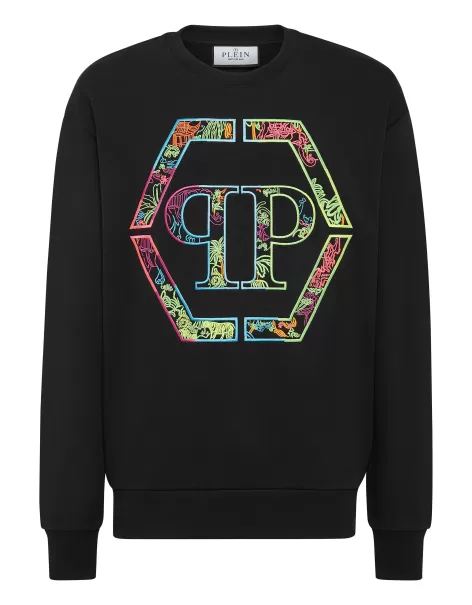Embroidered Sweatshirt Ls Philipp Plein Black Hombre Moda Street Style Nuevo Producto