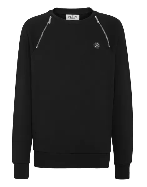 Black Descuento Hombre Moda Street Style Zip Chain Sweatshirt Ls Philipp Plein
