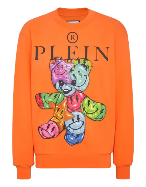Moda Street Style Philipp Plein Orange Hombre Económico Sweatshirt Roundneck Teddy Bear