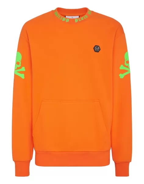 Sweatshirt Ls Skull&Bones Exclusivo Orange Fluo Hombre Philipp Plein Jerseys / Sudaderas / Chaquetas