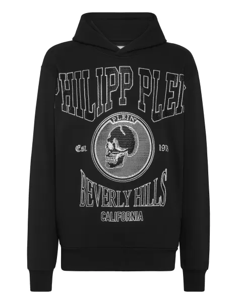 Jerseys / Sudaderas / Chaquetas Philipp Plein Black Hombre Salida Hoodie Sweatshirt With Crystals