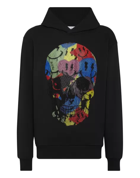 Hoodie Sweatshirt With Crystals Smile Philipp Plein Hombre Black Jerseys / Sudaderas / Chaquetas Nuevo Producto