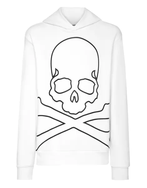 Philipp Plein Hoodie Sweatshirt Skull&Bones Oferta Del Dia Hombre White / Black Jerseys / Sudaderas / Chaquetas