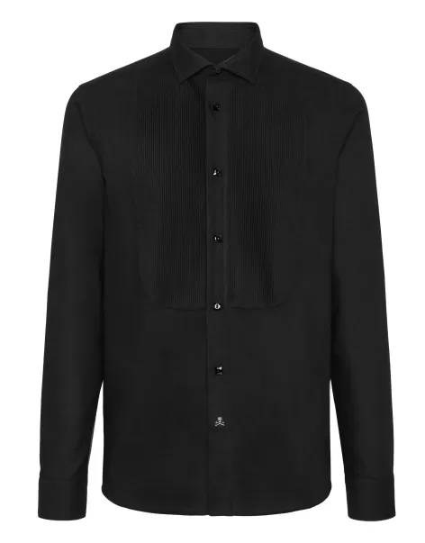 Elegante Shirt Black Tie Camisas Philipp Plein Hombre Black