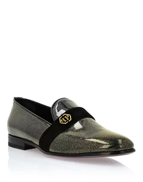 Philipp Plein Loafers & Mocasines Innovación Black Hombre Patent Leather Loafers Hexagon