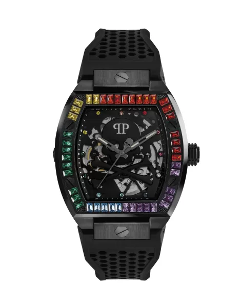 Black Relojes Philipp Plein Hombre Clásico The $Keleton Rainbow Watch With Crystals