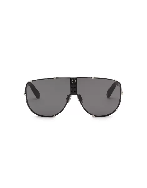 Avanzado Philipp Plein Sunglasses Aviator Plein Stud Black Matt Gafas De Sol Hombre