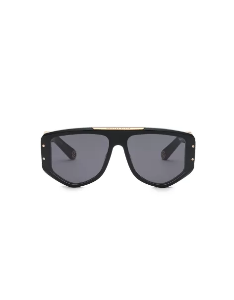 Philipp Plein Hombre Sunglasses Rectangular En Línea Gafas De Sol Black / Gold