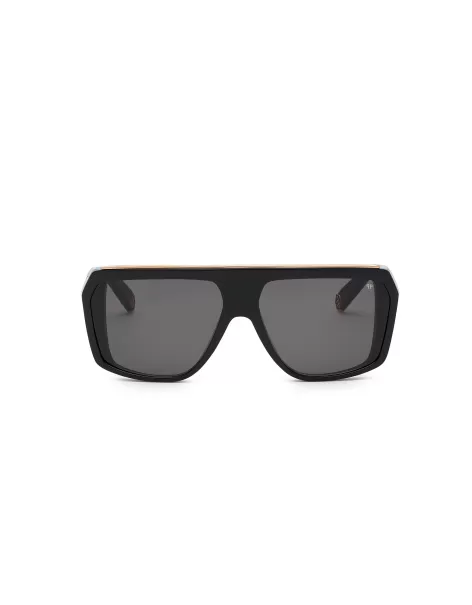 Hombre Sunglasses Rectangular Oversize Plein Hexagon Black Salida Gafas De Sol Philipp Plein