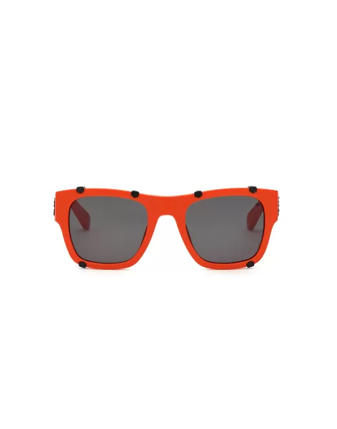 Hombre Philipp Plein Sunglasses Square Plein Icon Hexagon Dark Orange Gafas De Sol Ventaja