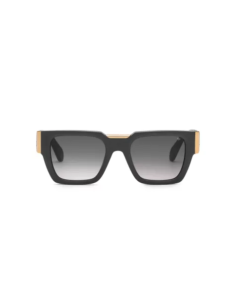 Gafas De Sol Garantizado Philipp Plein Hombre Sunglasses Square Dark Grey/Pink
