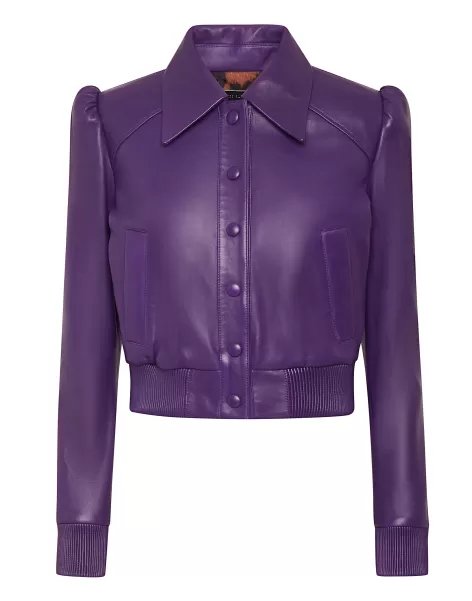 Softy Leather Bomber Mujer Purple Philipp Plein Cuero Y Piel Innovador