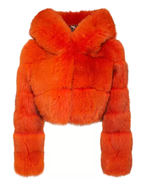Mujer Real Fur Short Jacket Orange Philipp Plein Ropa Exterior Nuevo Producto