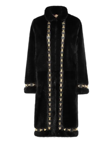 Ropa Exterior Mujer Long Fur Mink Coat Nuevo Producto Black Philipp Plein
