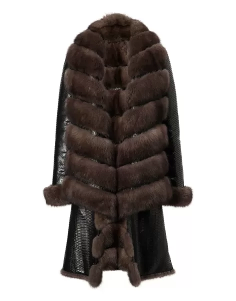 Mujer Philipp Plein Disponible Brown Fur Coat Long 