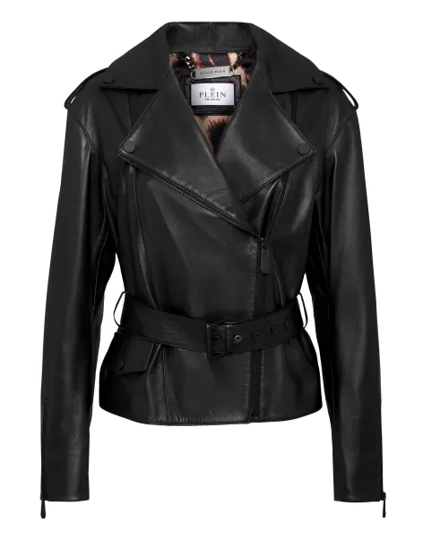 Philipp Plein Mujer Productos Recomendados Black Oversize Leather Jacket Ropa Exterior