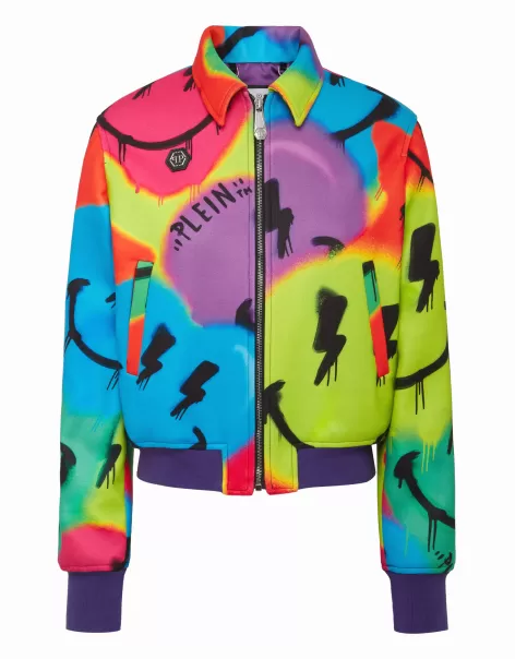 Philipp Plein Mujer Wool Bomber Smile 2024 Multicolor Ropa Exterior