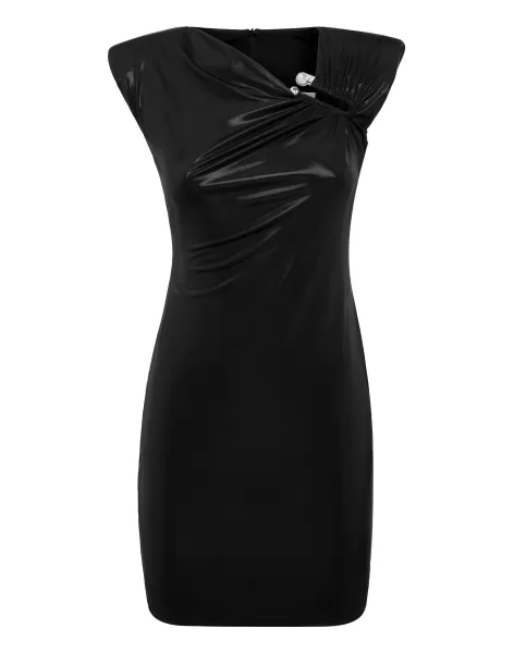 Precio Reducido Padded Shoulder Mini Dress Vestidos Black Mujer Philipp Plein