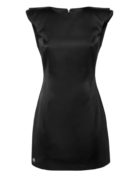 Oferta Especial Black Vestidos Mujer Satin Stretch Mini Dress Sartorial Philipp Plein