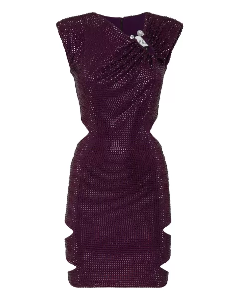 Mujer Purple Vestidos Mini Dress Crystal Philipp Plein Estilo