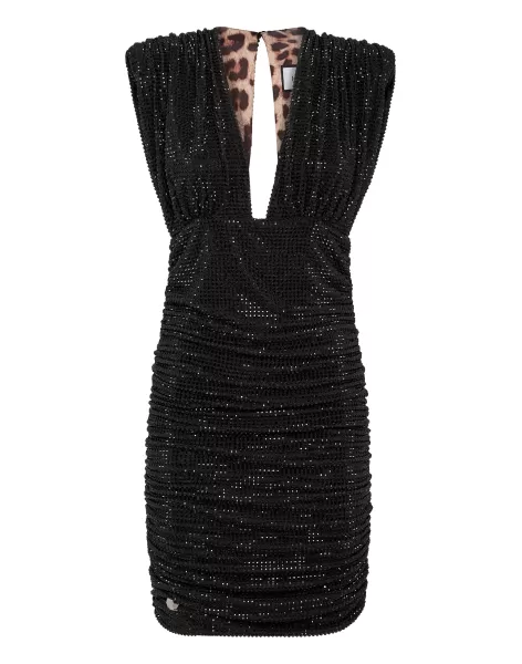 Vestidos Black Shoulder Padded Mini Dress Stones Mujer Philipp Plein Nuevo Producto