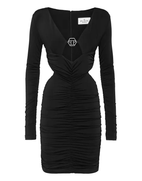 Crimped Mini Dress Ls Philipp Plein Mujer Mejor Precio Black Vestidos