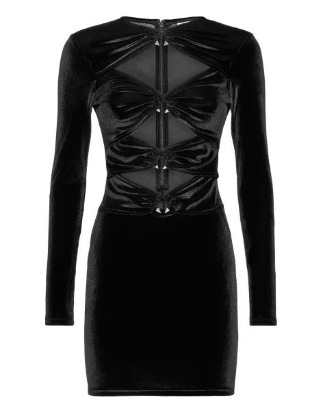 Vestidos Black Mujer Philipp Plein Venta Chenille Midi Dress