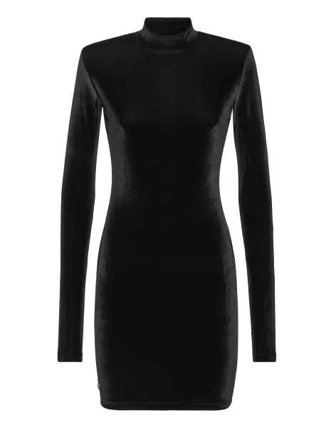 Mini Dress Ls Basic Mujer Moda Vestidos Philipp Plein Black