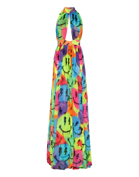Vestidos Precio De Promoción Multicolor Chiffon Long Dress Smile Mujer Philipp Plein