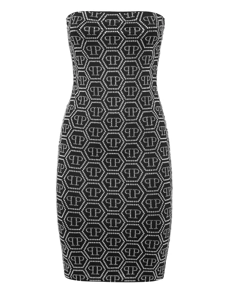 Black Mujer Philipp Plein Vestidos Mini Dress Monogram Nuevo Producto