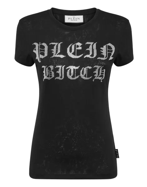 Burn Out T-Shirt Sexy Pure With Crystals Gothic Plein Mujer Black Liquidación Philipp Plein Camiseta & Polos
