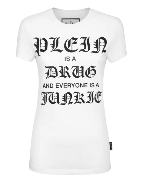 Mujer Camiseta & Polos Philipp Plein White Exclusivo T-Shirt Sexy Pure With Crystals