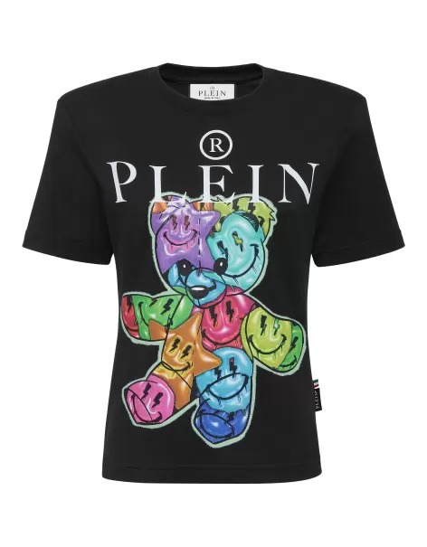 Padded Shoulder T-Shirt Sexy Pure Smile Camiseta & Polos Philipp Plein Mujer Black Oferta Especial