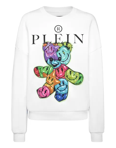 White Autorización Philipp Plein Oversized Sweatshirt Smile Mujer Camiseta & Polos