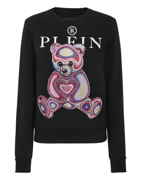 Salida Sweatshirt Ls With Crystals Teddy Bear Black+Fuchsia Mujer Philipp Plein Camiseta & Polos