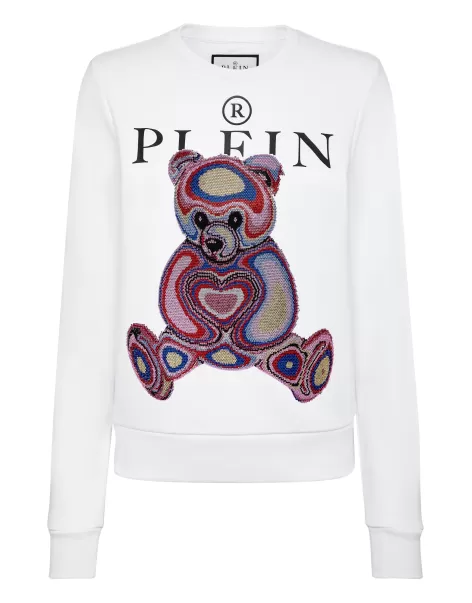 Camiseta & Polos Mujer Sweatshirt Ls With Crystals Teddy Bear White Philipp Plein Salida