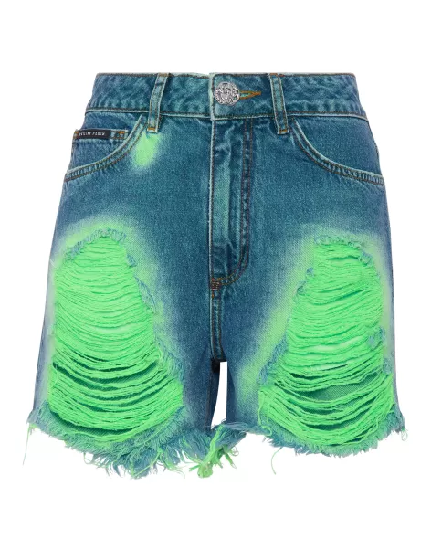Acid Deep Philipp Plein Hot Pants Tie-Dye Mujer Denim Garantizar