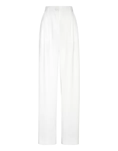 Philipp Plein White Cady Basic Trousers Man Fit Pantalones & Shorts Mujer Avanzado