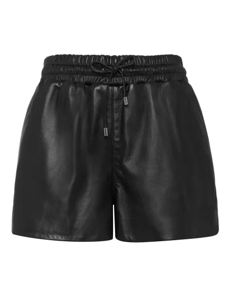 Black Precio Reducido Pantalones & Shorts Mujer Leather Shorts Philipp Plein