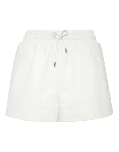 Pantalones & Shorts De Moda Philipp Plein White Leather Shorts Mujer