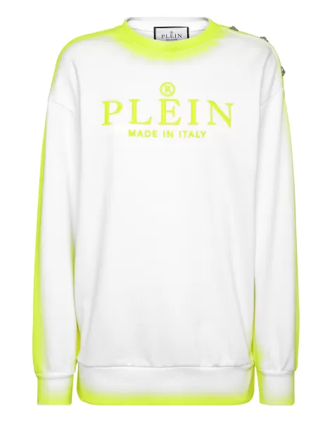 Philipp Plein White Ropa Deportiva Mujer Sweatshirt Round Neck Fluo En Línea
