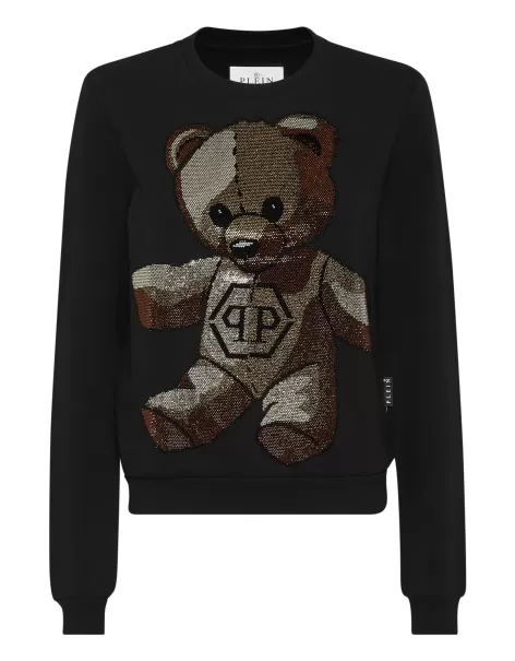 Ropa Deportiva Mujer Philipp Plein Black Promoción Sweatshirt With Crystals Teddy Bear