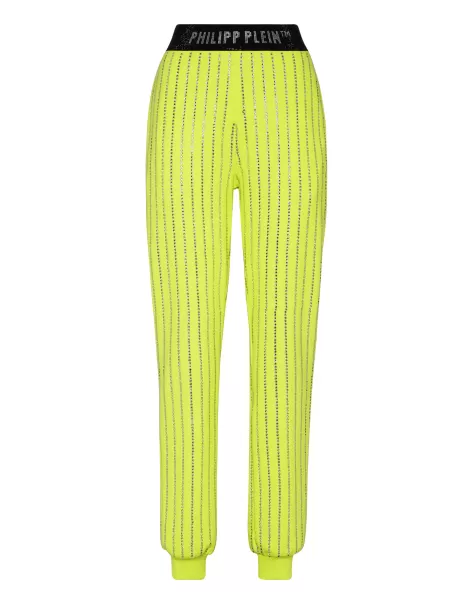 Yellow Fluo Jogging Trousers Crystal Pinstripe Mujer Ropa Deportiva Philipp Plein Económico